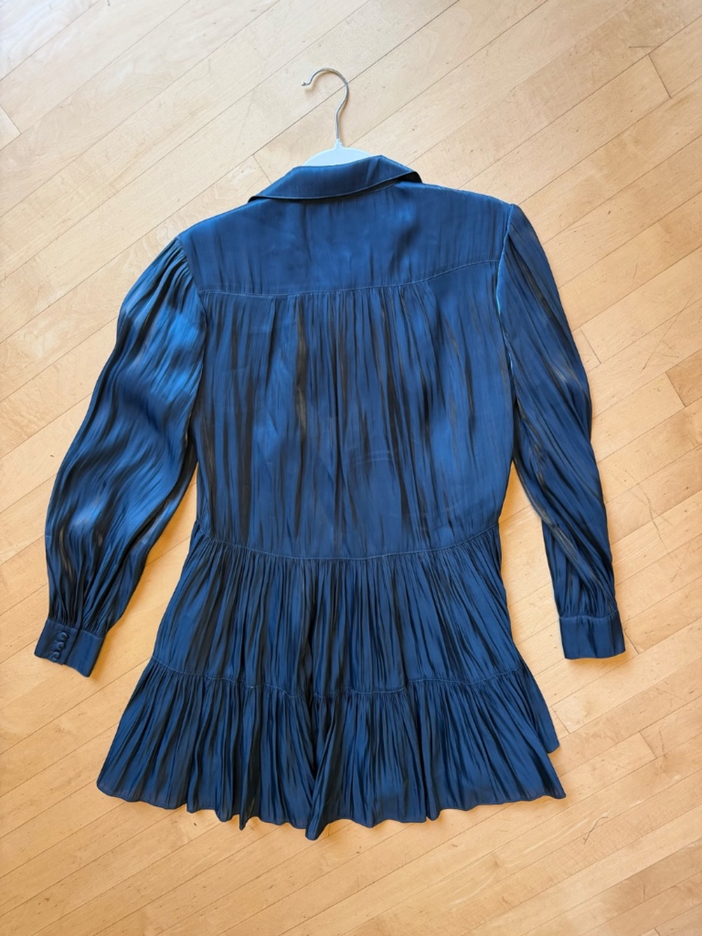 Cinq a sept teal shimmer tiered dress, 4, GL1385 - Picture 4 of 4